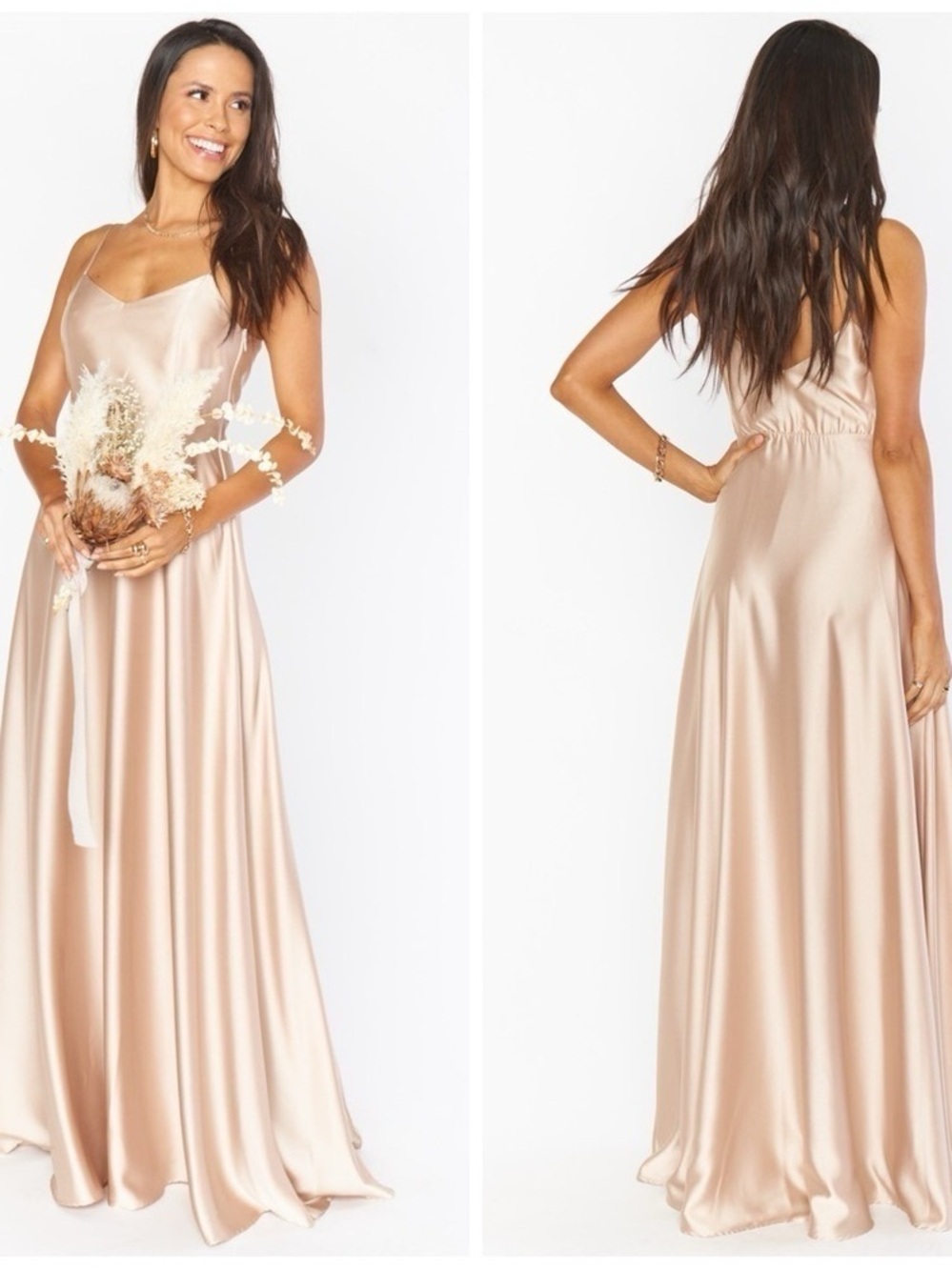 SHOW ME YOUR MUMU Faith Maxi Dress In Champagne Luxe Satin MSRP $198